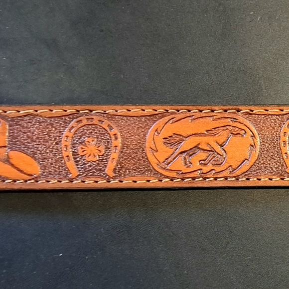 All leather Embossed belt NWOT - Picture 2 of 3